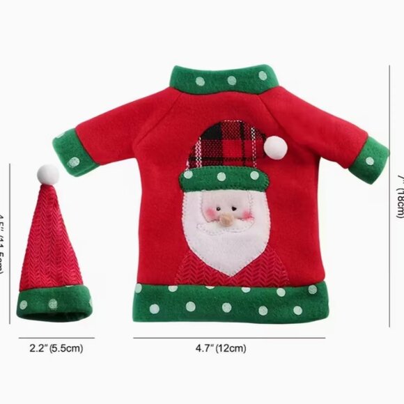 3pcs Ugly Sweater Christmas Wine Bottle Covers, Holiday Bottle Sweater Cover - Picture 2 of 5